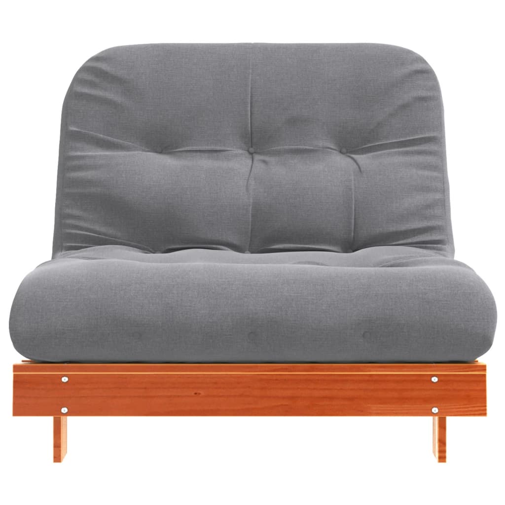 Futon Sofa Bed with Mattress Wax Brown 100x206x11 cm Solid Wood Pine
