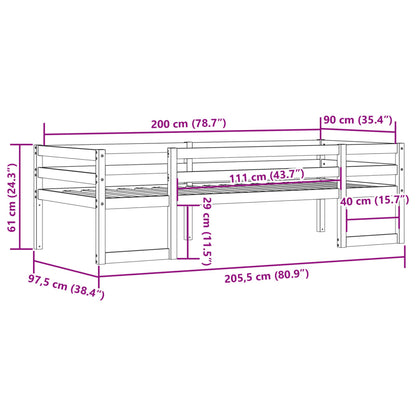Kids' Bed Frame without Mattress White 90x200 cm Solid Wood Pine
