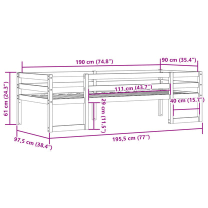 Kids' Bed Frame without Mattress Wax Brown 90x190 cm Single