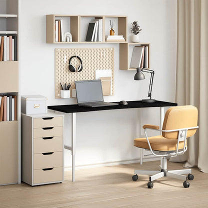 Desk Top Dark Brown 140x60x2.5 cm Solid Wood Oak Rectangular