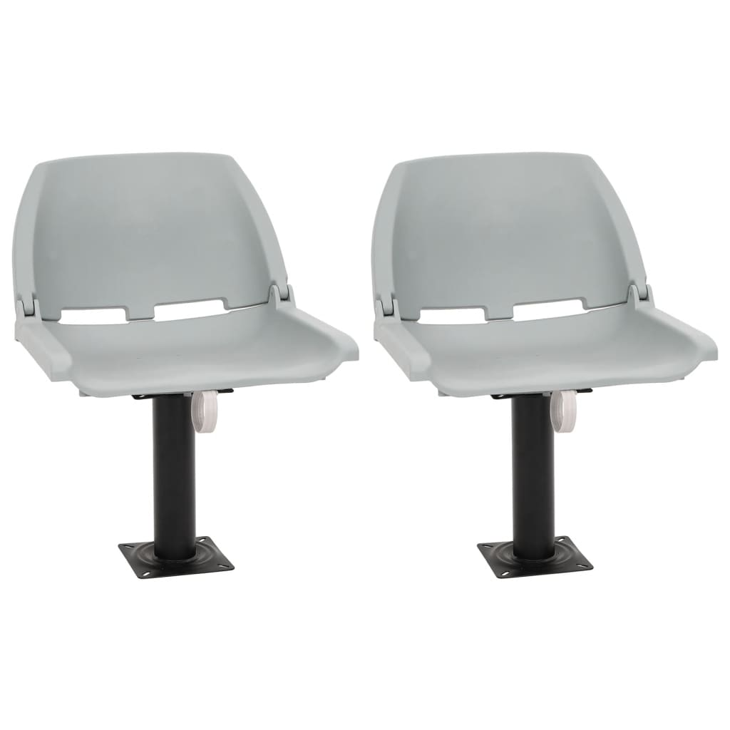 4 Piece Foldable Boat Seat Set No Pillow Grey 48x51x41 cm