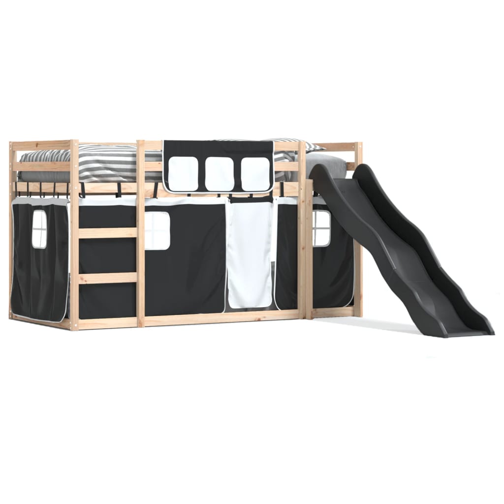 Bunk Bed without Mattress with Slide White and Black 80x200 cm
