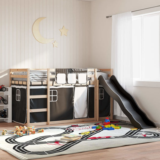 Bunk Bed without Mattress with Slide White and Black 80x200 cm