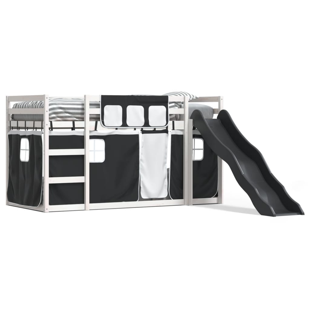 Bunk Bed without Mattress with Slide White and Black 80x200 cm