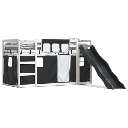 Bunk Bed without Mattress with Slide White and Black 80x200 cm