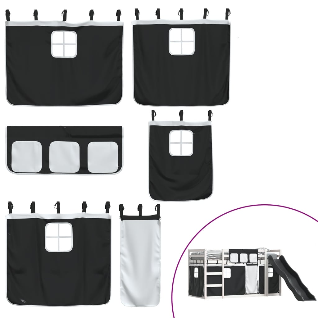 Bunk Bed without Mattress with Slide White and Black 80x200 cm