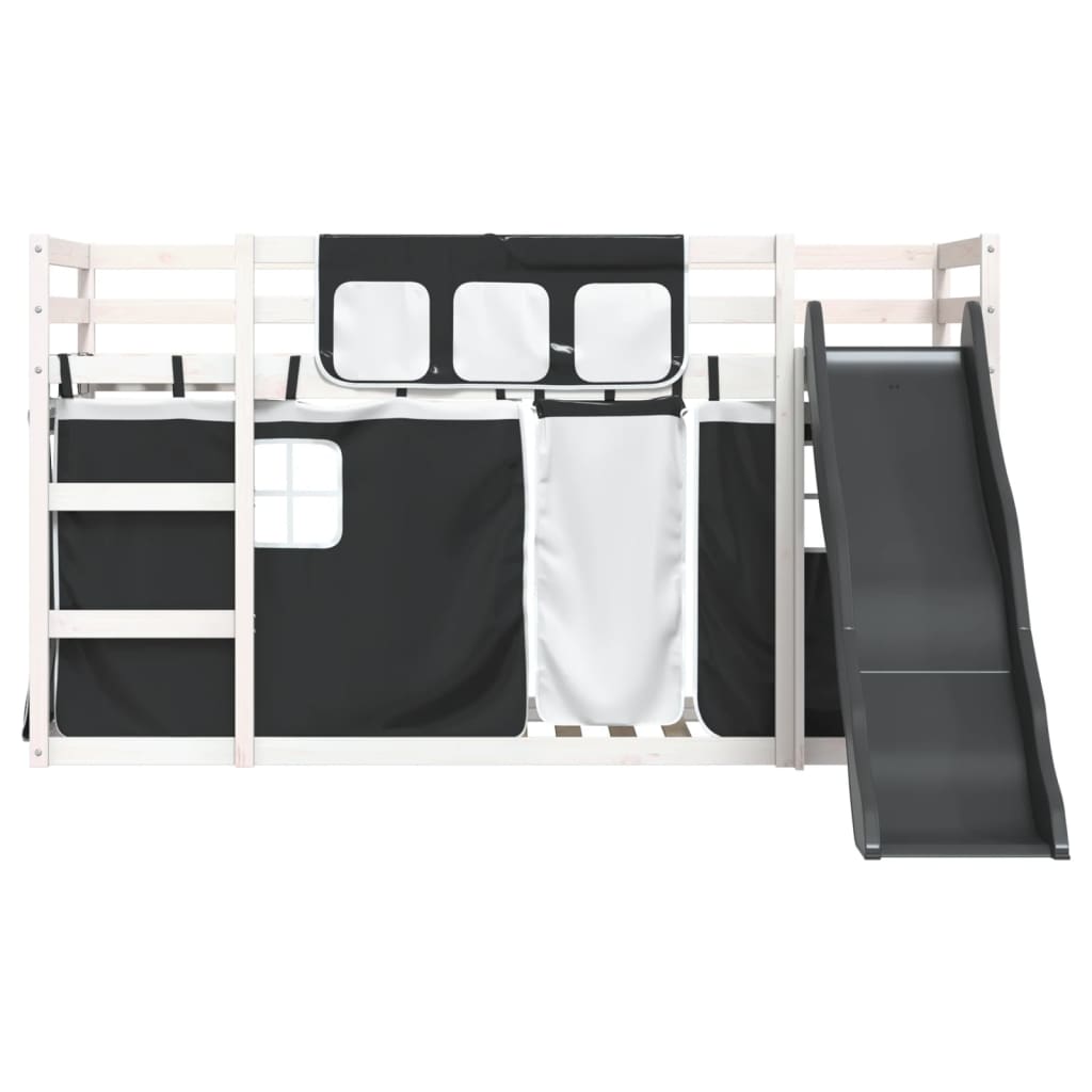 Bunk Bed without Mattress with Slide White and Black 80x200 cm