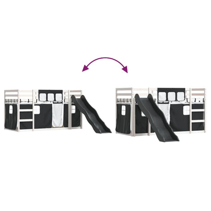 Bunk Bed without Mattress with Slide White and Black 80x200 cm