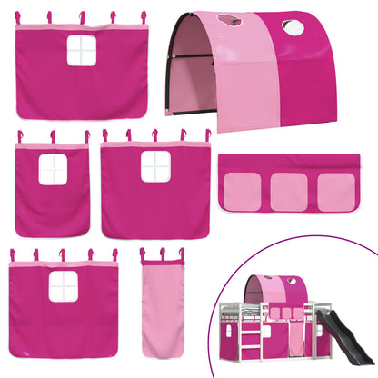 Bunk Bed without Mattress with Slide and Curtains Pink 80x200 cm