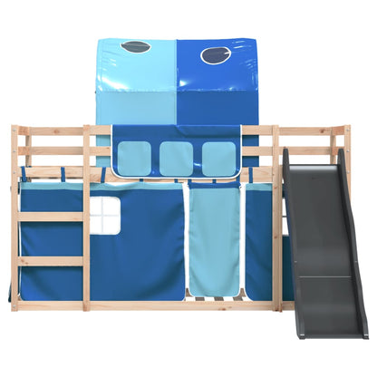Bunk Bed without Mattress with Slide and Curtains Blue 90x190 cm Single