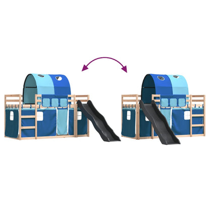 Bunk Bed without Mattress with Slide and Curtains Blue 90x190 cm Single