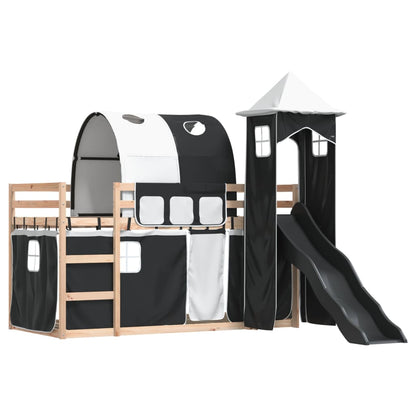 Bunk Bed without Mattress with Slide White and Black 80x200 cm
