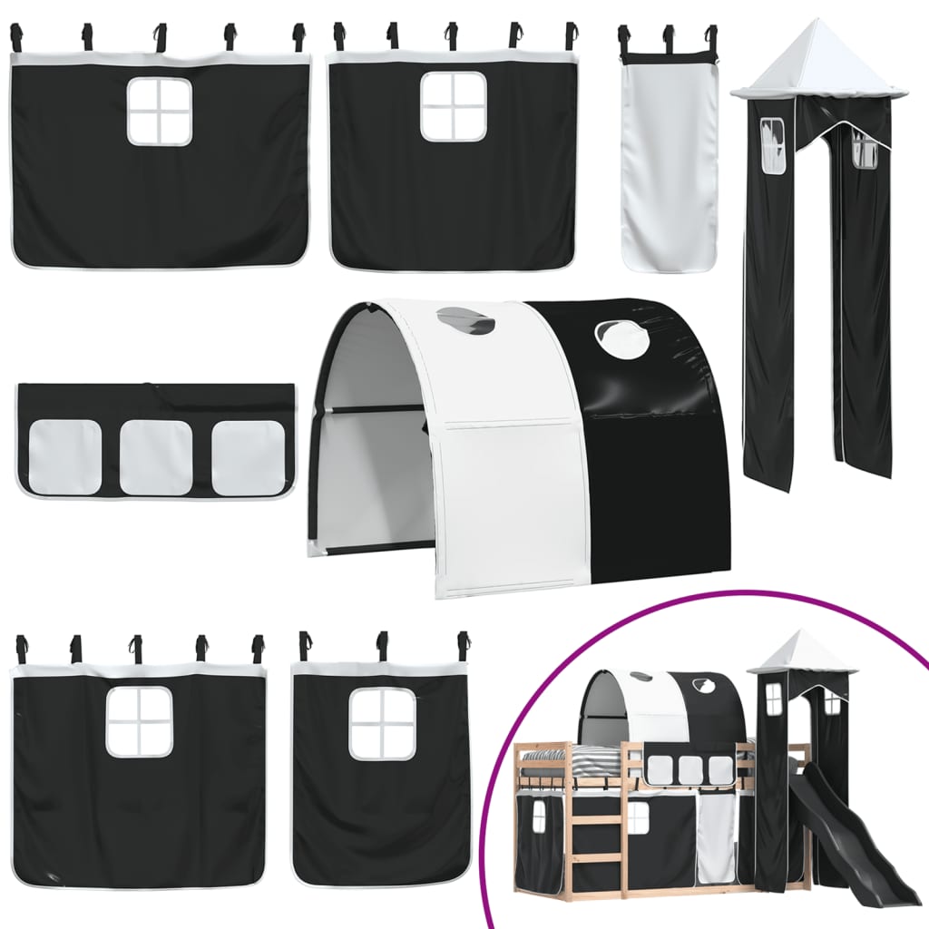 Bunk Bed without Mattress with Slide White and Black 80x200 cm