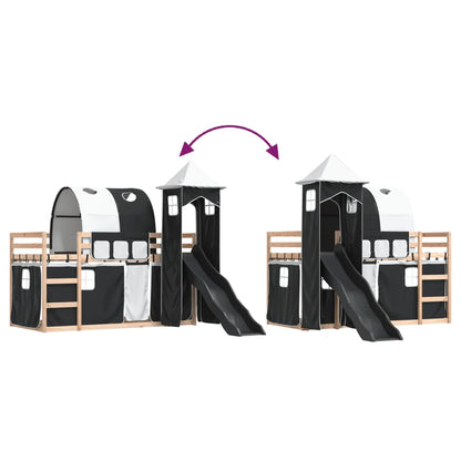 Bunk Bed without Mattress with Slide White and Black 80x200 cm