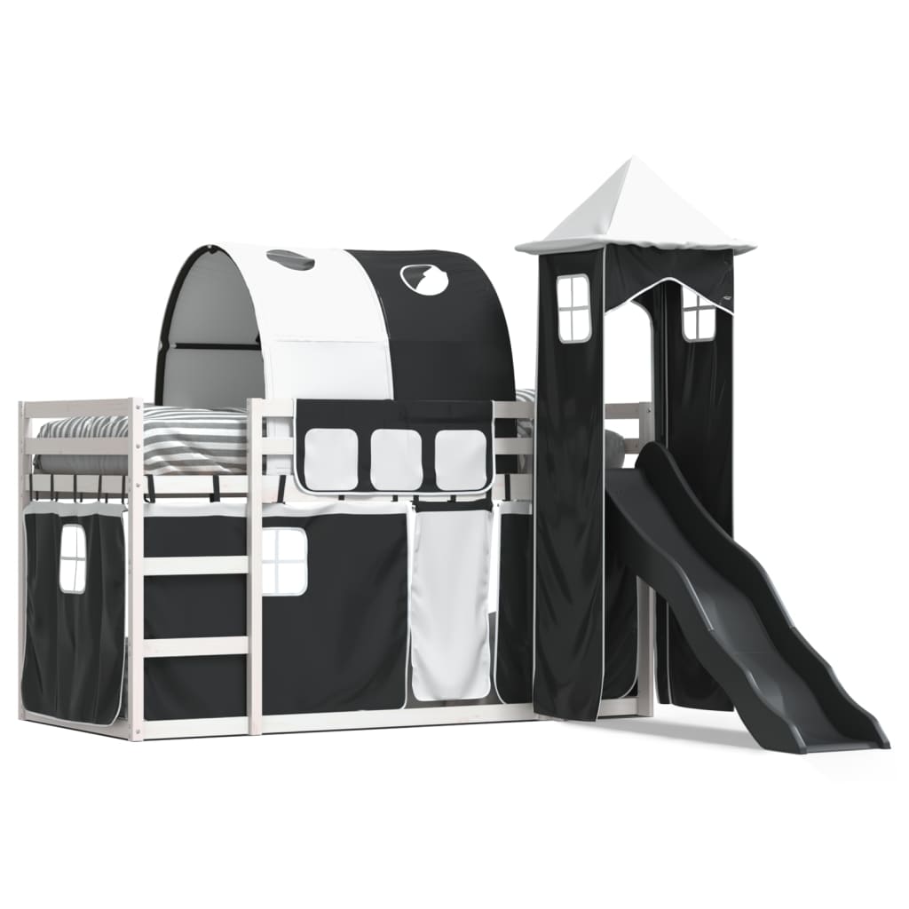 Bunk Bed without Mattress with Slide White and Black 80x200 cm