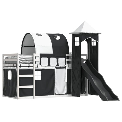 Bunk Bed without Mattress with Slide White and Black 80x200 cm