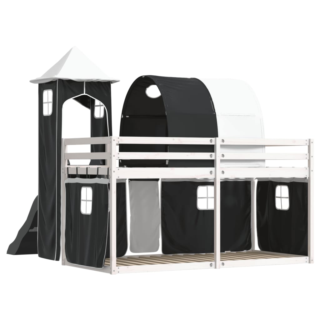 Bunk Bed without Mattress with Slide White and Black 80x200 cm