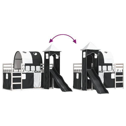 Bunk Bed without Mattress with Slide White and Black 80x200 cm