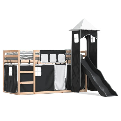 Bunk Bed without Mattress with Slide White and Black 90x200 cm