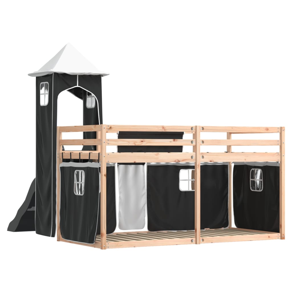 Bunk Bed without Mattress with Slide White and Black 90x200 cm