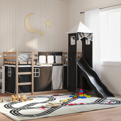 Bunk Bed without Mattress with Slide White and Black 90x200 cm