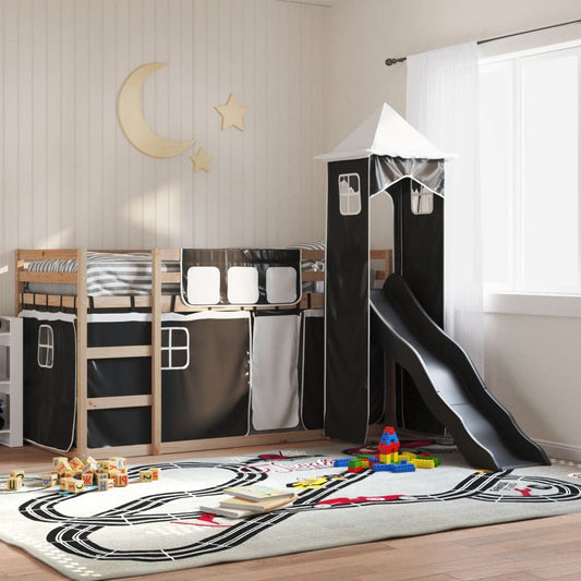 Bunk Bed without Mattress with Slide White and Black 90x200 cm