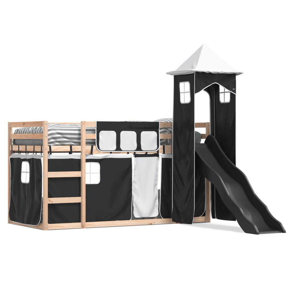 Bunk Bed without Mattress with Slide White and Black 80x200 cm