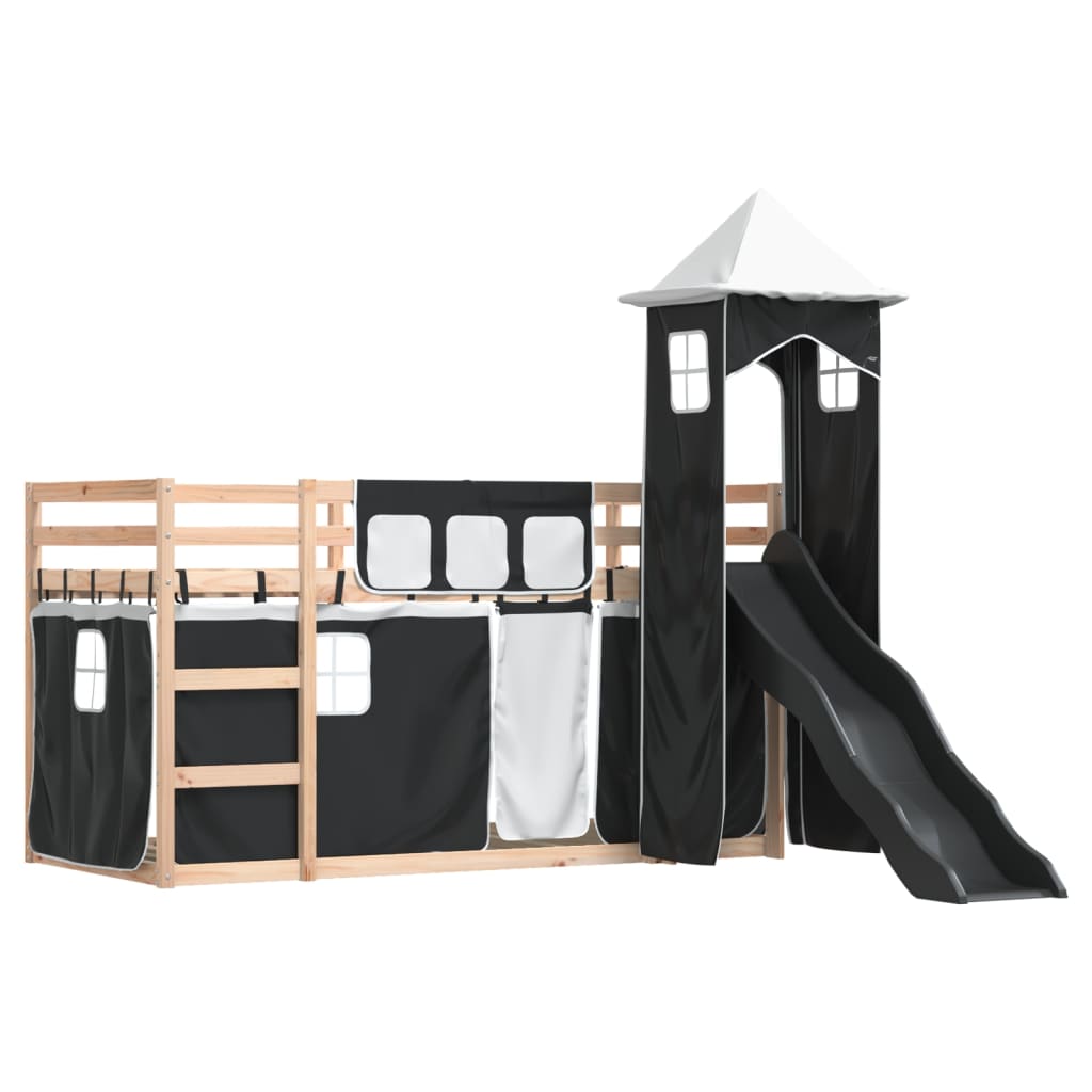 Bunk Bed without Mattress with Slide White and Black 80x200 cm