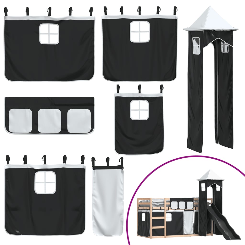 Bunk Bed without Mattress with Slide White and Black 80x200 cm