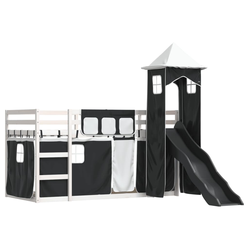 Bunk Bed without Mattress with Slide White and Black 80x200 cm