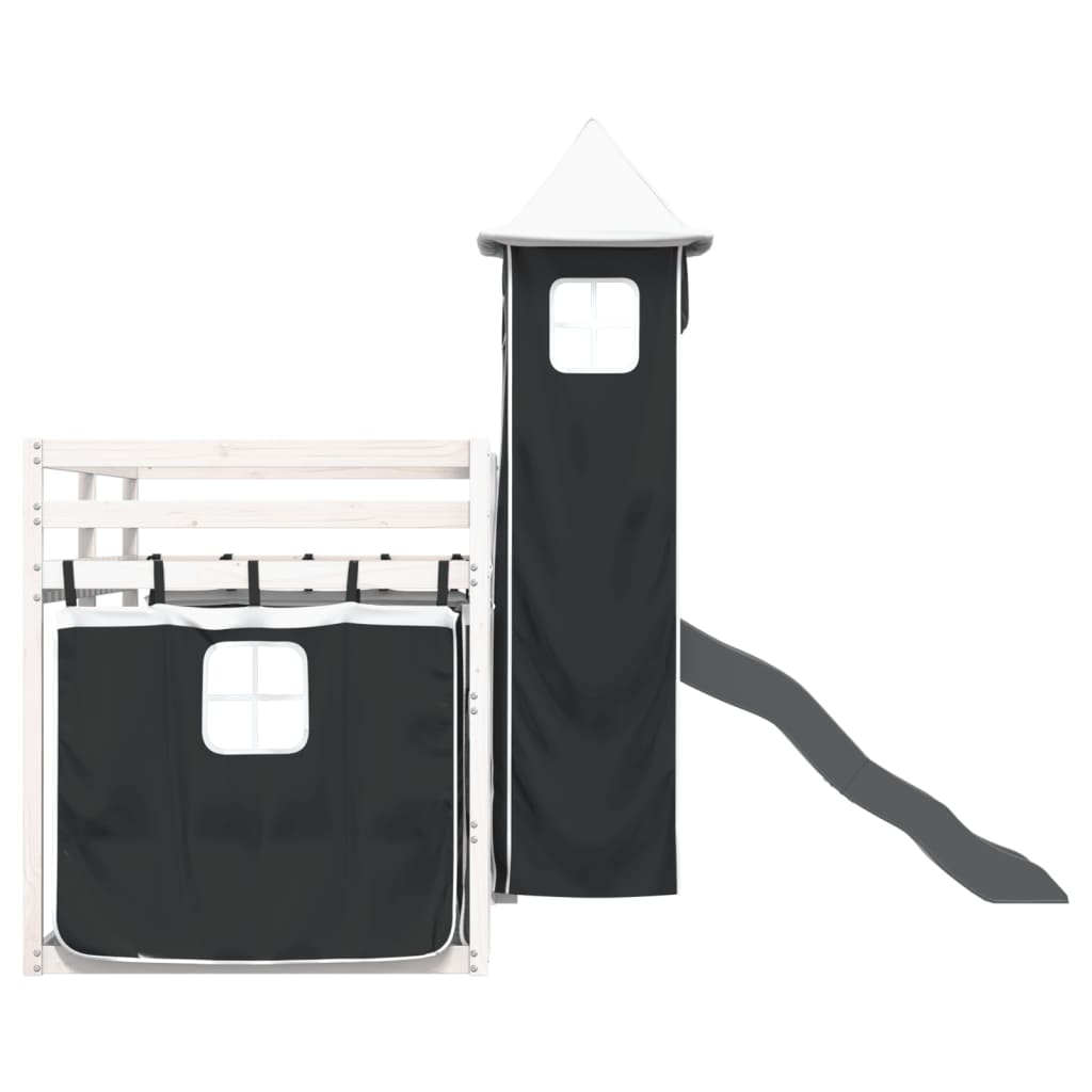 Bunk Bed without Mattress with Slide White and Black 80x200 cm