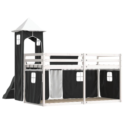 Bunk Bed without Mattress with Slide White and Black 80x200 cm