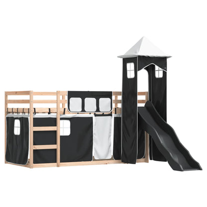 Bunk Bed without Mattress with Slide White and Black 90x190 cm Single