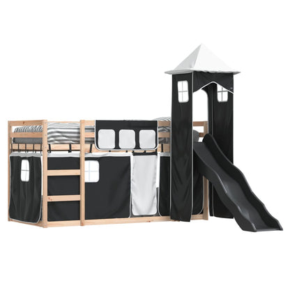 Bunk Bed without Mattress with Slide White and Black 90x190 cm Single