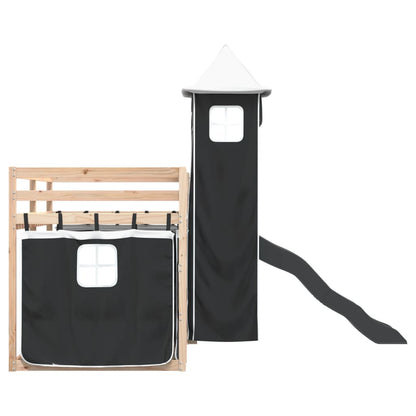 Bunk Bed without Mattress with Slide White and Black 90x190 cm Single