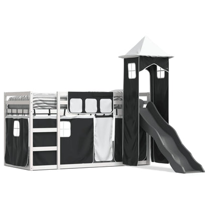Bunk Bed without Mattress with Slide White and Black 90x190 cm Single