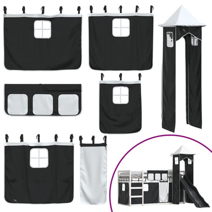 Bunk Bed without Mattress with Slide White and Black 90x190 cm Single