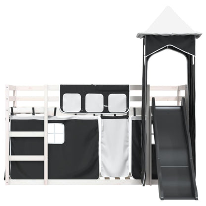Bunk Bed without Mattress with Slide White and Black 90x190 cm Single