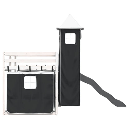 Bunk Bed without Mattress with Slide White and Black 90x190 cm Single