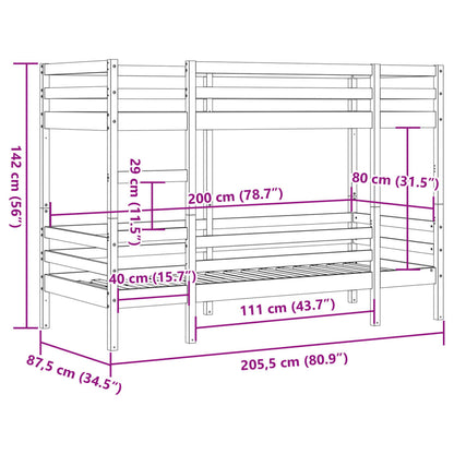 Bunk Bed without Mattress White 80x200 cm Solid Wood Pine