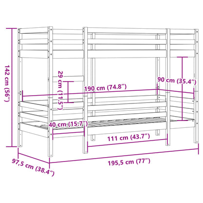 Bunk Bed without Mattress Wax Brown 90x190 cm Single Solid Wood Pine