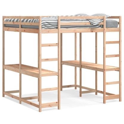 Loft Bed with Desk and Ladder 160x200 cm Solid Wood Pine