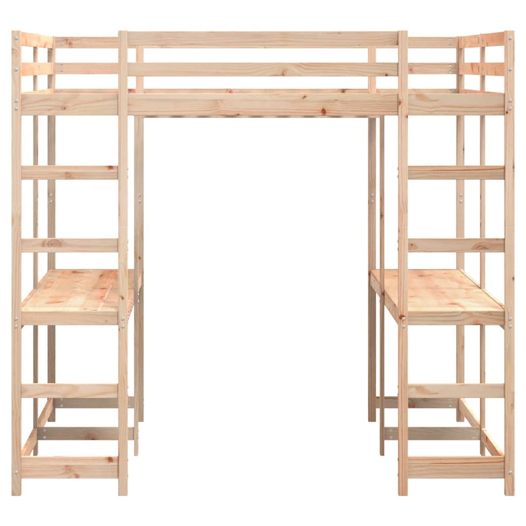 Loft Bed with Desk and Ladder 160x200 cm Solid Wood Pine