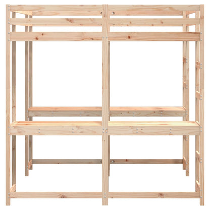Loft Bed with Desk and Ladder 160x200 cm Solid Wood Pine