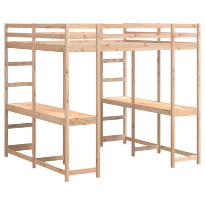 Loft Bed with Desk and Ladder 160x200 cm Solid Wood Pine