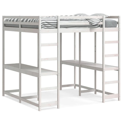 Loft Bed with Desk and Ladder White 160x200 cm Solid Wood Pine