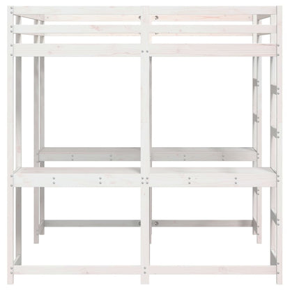 Loft Bed with Desk and Ladder White 160x200 cm Solid Wood Pine