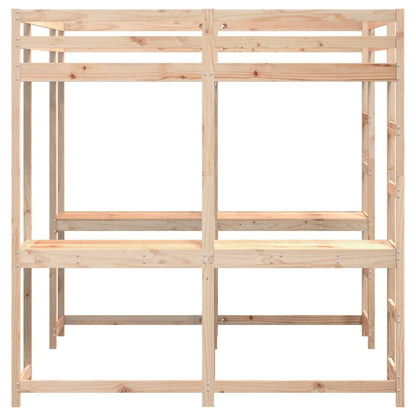 Loft Bed with Desk and Ladder 140x200 cm Solid Wood Pine