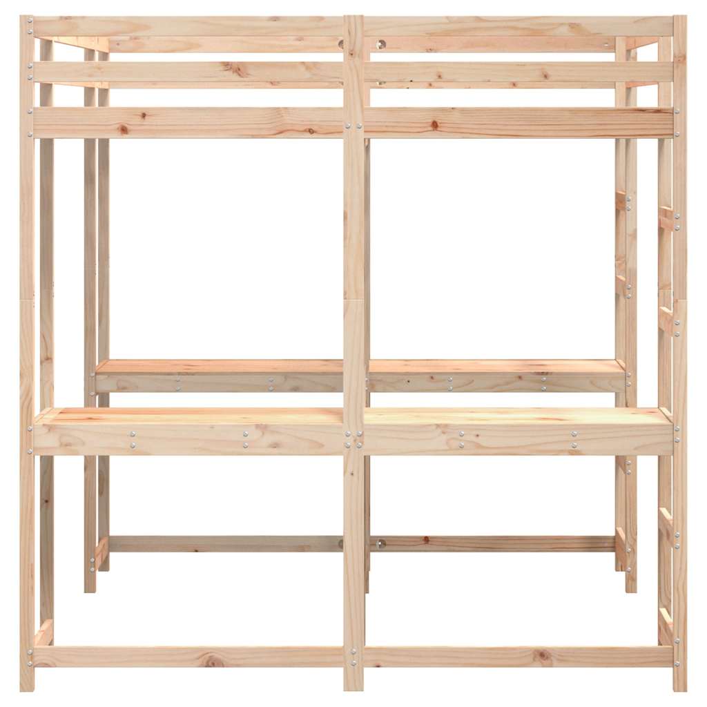 Loft Bed with Desk and Ladder 140x200 cm Solid Wood Pine