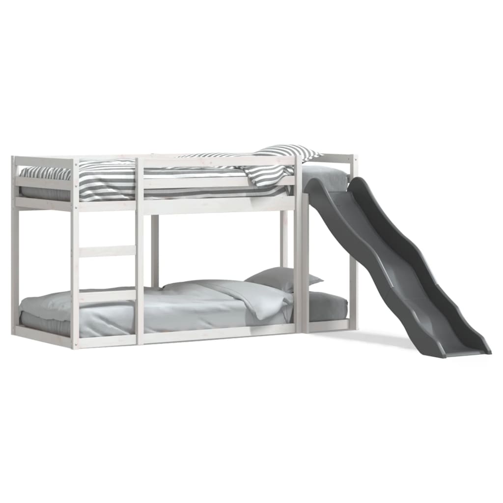 Bunk Bed with Slide&Ladder without Mattress White 80x200 cm